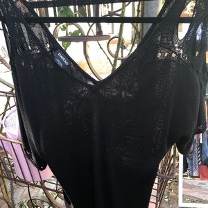 Bebe black V neck sweater with arms slits